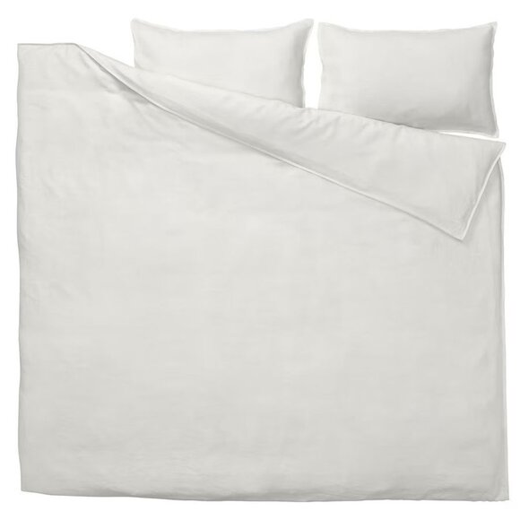 New IKEA DYTAG Linen Duvet Cover and Pillowcases, White, Queen - Picture 1 of 4